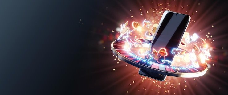 Tim winbet slot di ruang kerja dengan layar yang menampilkan platform hiburan online